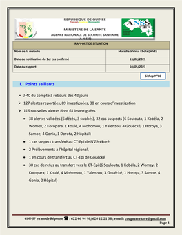 Sitrep Ndeg 86 Epidemie De