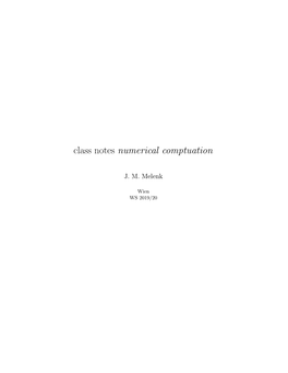 Class Notes Numerical Comptuation