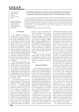 Tourism and Education Management Students' Characteristics from The