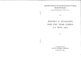 REPORT & ACCOUNTS for the YEAR ENDED 31St MAY, Rg67