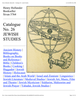 Catalogue 26 - Jewish Studies 11/14/2005 04:12 PM