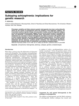 Subtyping Schizophrenia: Implications for Genetic Research