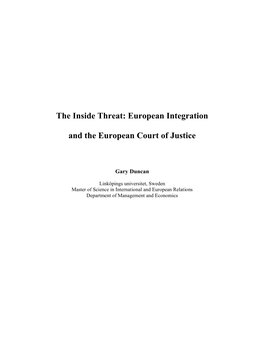 European Integration and the European Court of Justice