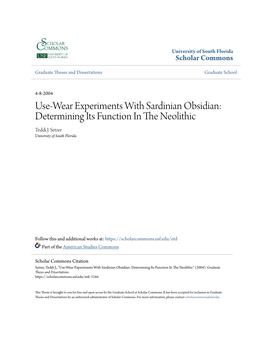 Use-Wear Experiments with Sardinian Obsidian: Determining Its Function in the Eolithicn Teddi J