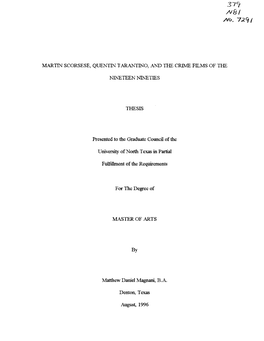 Martin Scorsese, Quentin Tarantino, and the Crime Films of The