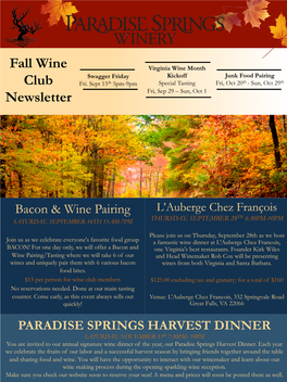 Fall Wine Club Newsletter