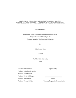 Freedom of Expression and the Information Society: a Legal Analysis Toward a Libertarian Framework for Libel