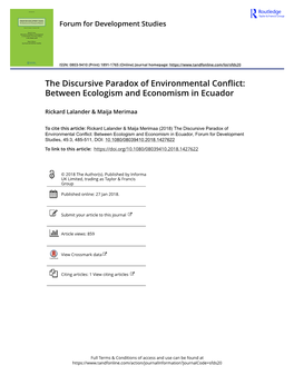 Between Ecologism and Economism in Ecuador