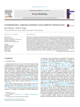 A Nonhydrostatic, Isopycnal-Coordinate Ocean Model for Internal Waves ⇑ Sean Vitousek , Oliver B