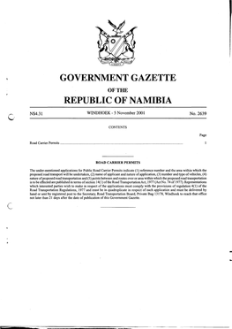 Government Gazette Republic of Namibia