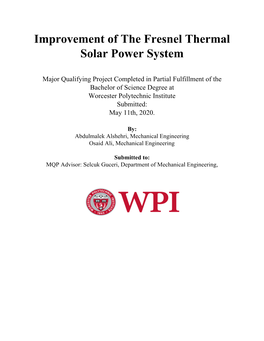 Improvement of the Fresnel Thermal Solar Power System