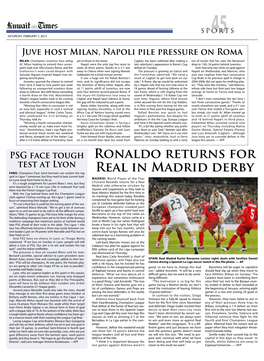 Ronaldo Returns for Real in Madrid Derby