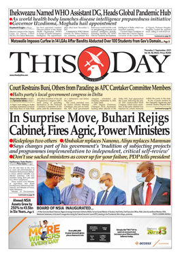 In Surprise Move, Buhari Rejigs Cabinet, Fires Agric, Power Ministers