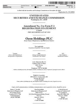 Ozon Holdings PLC (Exact Name of Registrant As Specified in Its Charter)