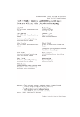 First Report of Triassic Vertebrate Assemblages from the Villá