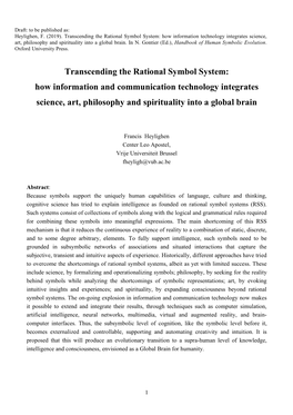 Transcending the Rational Symbol System: How Information Technology Integrates Science, Art, Philosophy and Spirituality Into a Global Brain