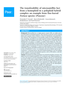 The Transferability of Microsatellite Loci from a Homoploid to a Polyploid Hybrid Complex: an Example from Fine-Leaved Festuca Species (Poaceae)