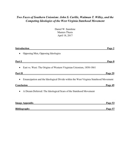 John S. Carlile, Waitman T. Willey, and the Competing Ideologies of the West Virginia Statehood Movement