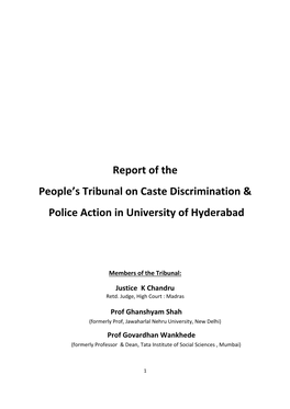 Report of the People's Tribunal on Caste Discrimination & Police