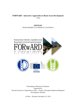 FORWARD – Innovative Approaches to Rural Areas Development 1St Part