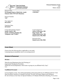 Protocol Summary Form 7107 Markx, Sander