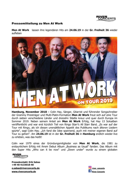 Pressemitteilung Zu Men at Work