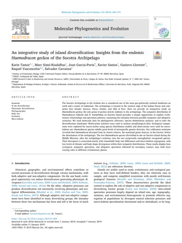 Molecular Phylogenetics and Evolution an Integrative Study Of