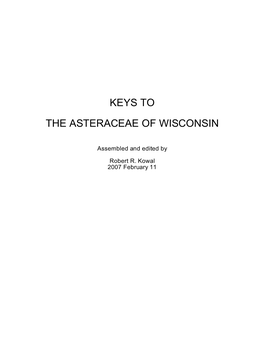 Keys to the Asteraceae of Wisconsin