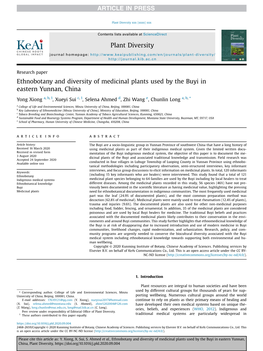 Ethnobotany and Diversity of Medicinal Plants Used by the Buyi in Eastern Yunnan, China