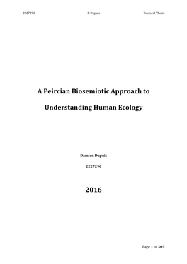 A Peircian Biosemiotic Approach to Understanding Human Ecology