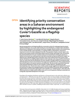 Identifying Priority Conservation Areas in a Saharan Environment by Highlighting the Endangered Cuvier’S Gazelle As a Fagship Species F