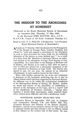 The Mission to the Aborigines at Somerset