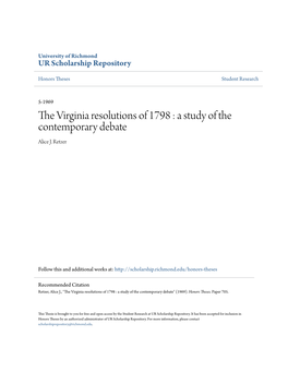 The Virginia Resolutions of 1798