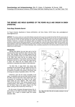 Download PDF the Bronze Age Indus Quarries