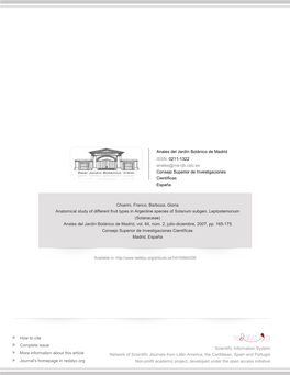 Redalyc.Anatomical Study of Different Fruit Types in Argentine Species of Solanum Subgen. Leptostemonum (Solanaceae)