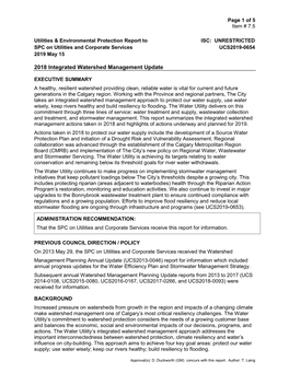 2018 Integrated Watershed Management Update