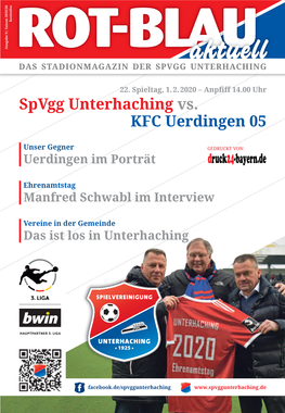 Spvgg Unterhaching Stadionmagazin 2019/2020 Nr. 09.Qxp