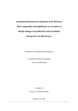 Laminated Diatomaceous Sediments of the Red Sea, Their Composition