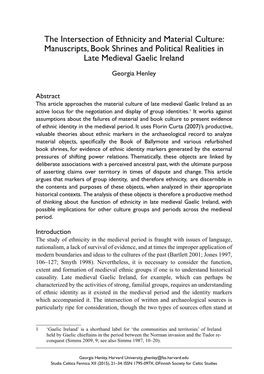 The Intersection of Ethnicity and Material Culture: Manuscripts, Book Shrines and Political Realities in Late Medieval Gaelic Ireland