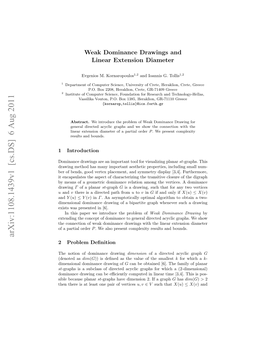 Weak Dominance Drawings and Linear Extension Diameter