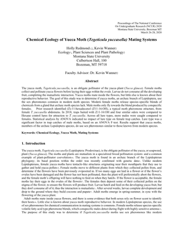 Chemical Ecology of Yucca Moth (Tegeticula Yuccasella) Mating Systems