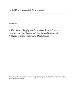 IEE: Armenia: Water Supply and Sanitation Sector Project (Odzun