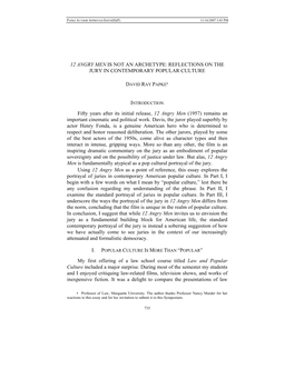 12 Angry Men Is Not an Archetype: Reflections on the Jury in Contemporary Popular Culture