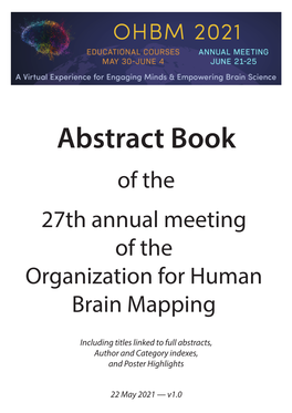 Abstract Book of the 27Th Annual Meeting of the Organization for Human Brain Mapping