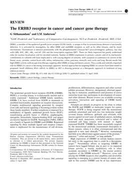 The ERBB3 Receptor in Cancer and Cancer Gene Therapy