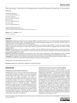 Pharmacologic Treatment of Antidepressant-Induced Excessive Sweating: a Systematic Review