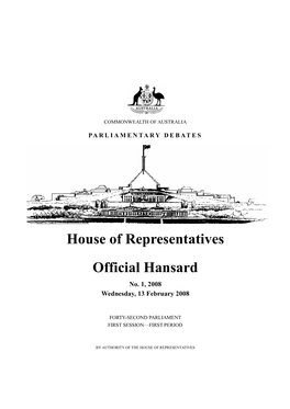 House of Representatives Official Hansard No