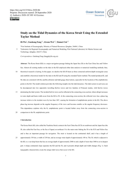 Study on the Tidal Dynamics of the Korea Strait Using the Extended Taylor Method