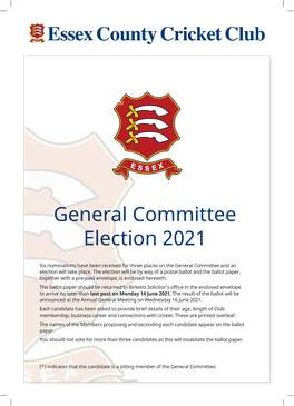 General Committee Election 2021