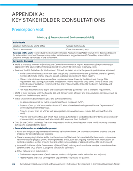 Appendix A: Key Stakeholder Consultations